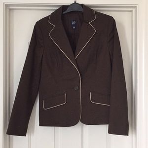 GAP brown blazer with tan trim